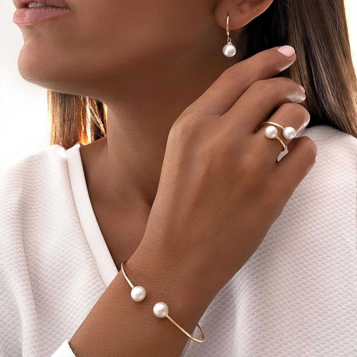 Pearl Bridesmaid Jewelry 4-Piece Set