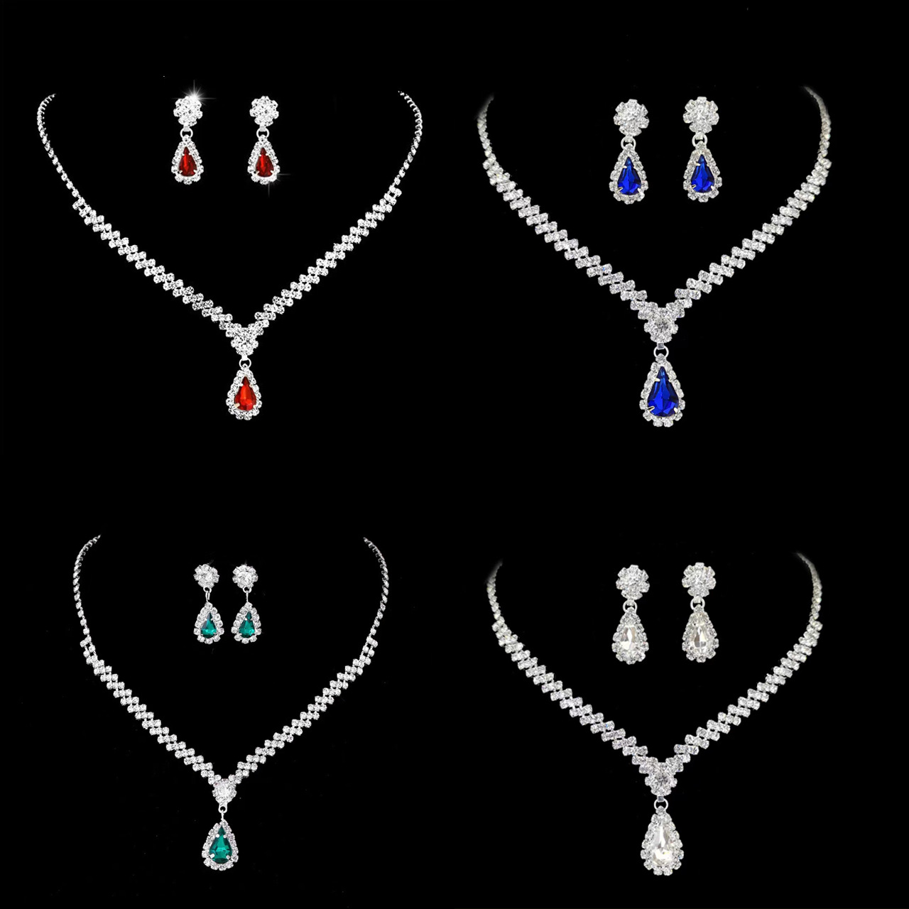 Rhinestone Bridesmaid Necklace + Earring Set