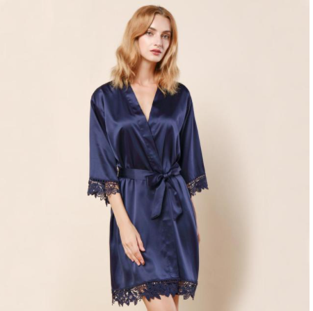 Personalized satin kimono bridal robe - color variant