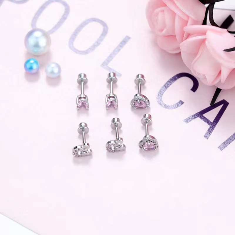 Zircon Heart Bow Bridesmaid Earrings